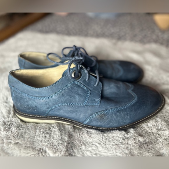 Kicker’s Light Blue Leather Stitching Men’s Lace Up Oxford Shoes Size 10 *Flaw* - Picture 4 of 15